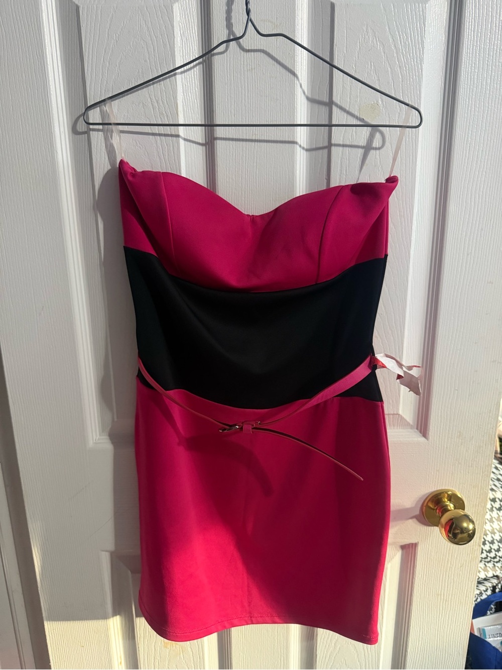 Sweetheart Strapless Mini Dress in Hot Pink and Black
